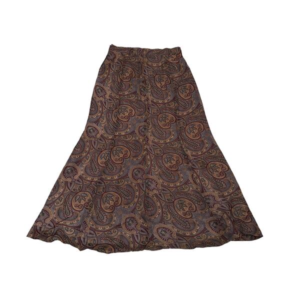 Ellen Tracy Linda Allard Womens a line midi Skirt 100% Silk brown SZ 12 - Picture 1 of 11